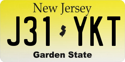 NJ license plate J31YKT