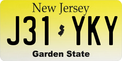 NJ license plate J31YKY
