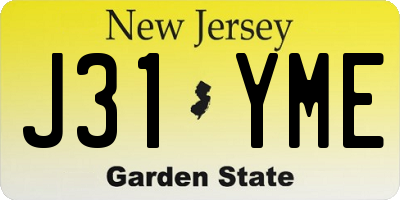 NJ license plate J31YME