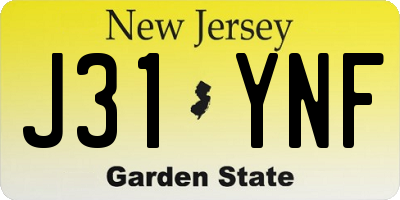 NJ license plate J31YNF