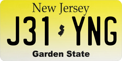 NJ license plate J31YNG