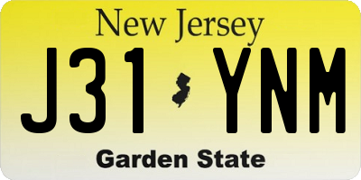 NJ license plate J31YNM