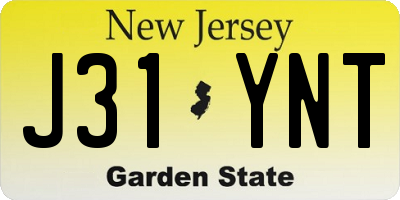 NJ license plate J31YNT