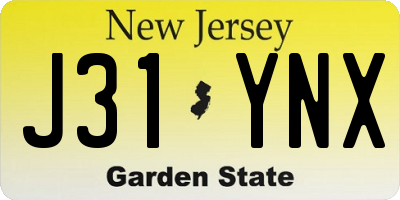 NJ license plate J31YNX