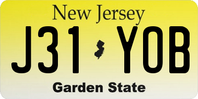 NJ license plate J31YOB