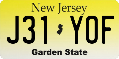 NJ license plate J31YOF
