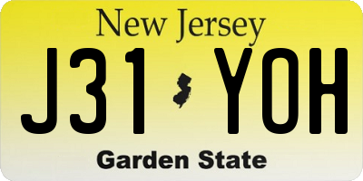 NJ license plate J31YOH