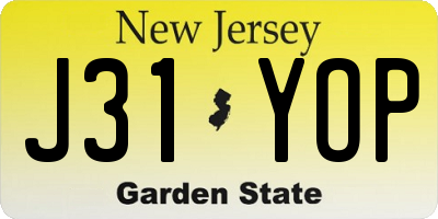 NJ license plate J31YOP