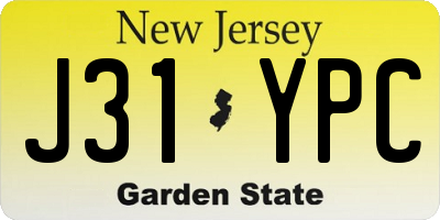 NJ license plate J31YPC