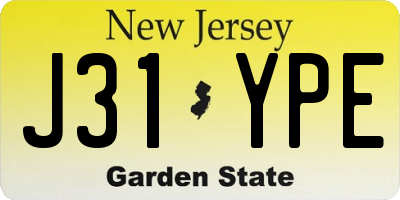 NJ license plate J31YPE
