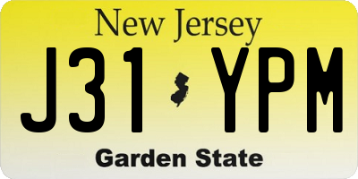 NJ license plate J31YPM
