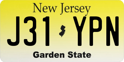 NJ license plate J31YPN
