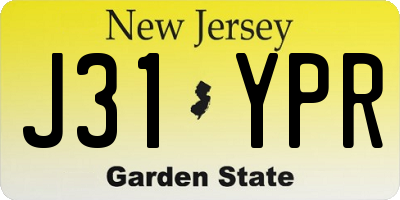 NJ license plate J31YPR