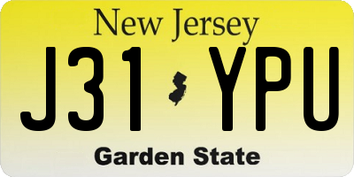 NJ license plate J31YPU
