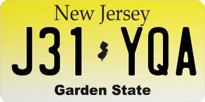 NJ license plate J31YQA