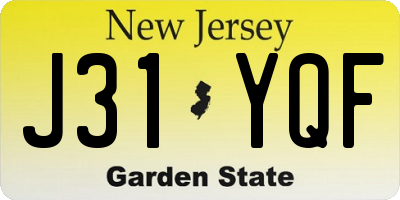 NJ license plate J31YQF