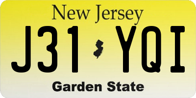 NJ license plate J31YQI