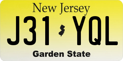 NJ license plate J31YQL
