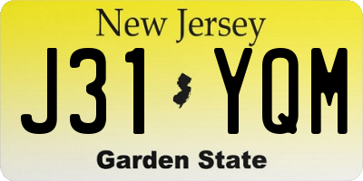 NJ license plate J31YQM