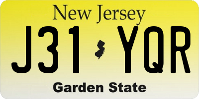 NJ license plate J31YQR