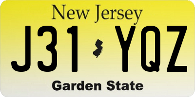 NJ license plate J31YQZ