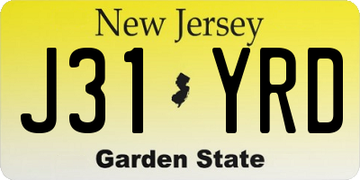 NJ license plate J31YRD