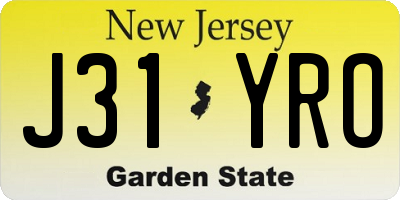 NJ license plate J31YRO