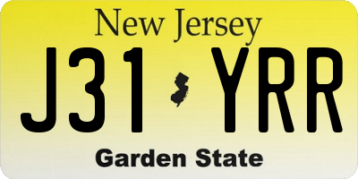 NJ license plate J31YRR