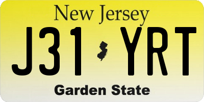 NJ license plate J31YRT
