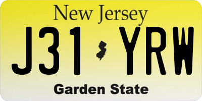 NJ license plate J31YRW