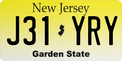 NJ license plate J31YRY