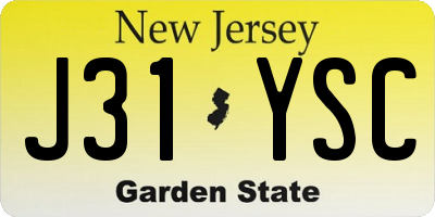 NJ license plate J31YSC