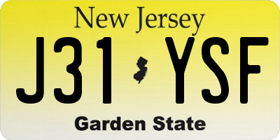 NJ license plate J31YSF