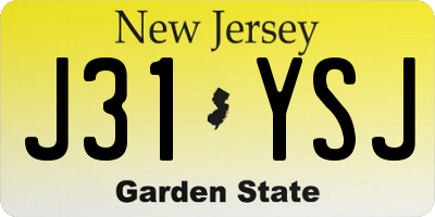 NJ license plate J31YSJ