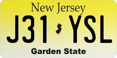 NJ license plate J31YSL