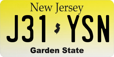 NJ license plate J31YSN
