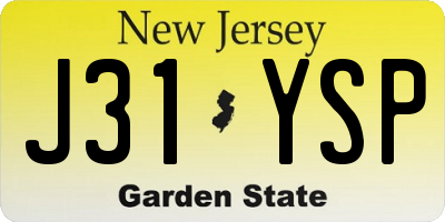 NJ license plate J31YSP