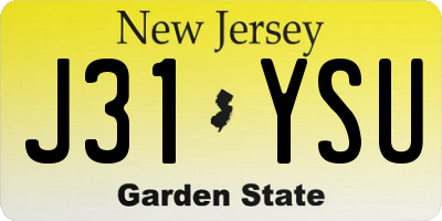 NJ license plate J31YSU