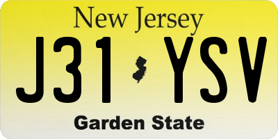 NJ license plate J31YSV