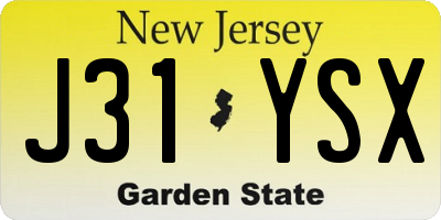 NJ license plate J31YSX