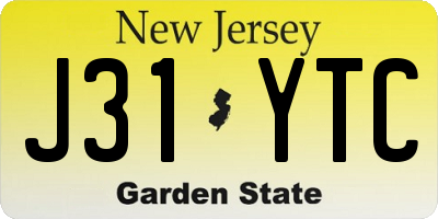 NJ license plate J31YTC