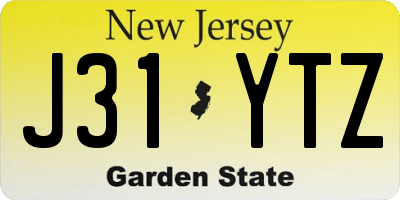 NJ license plate J31YTZ