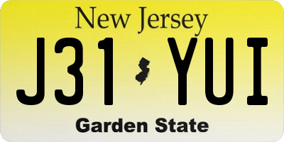 NJ license plate J31YUI