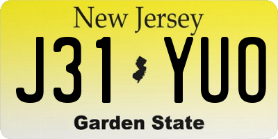 NJ license plate J31YUO