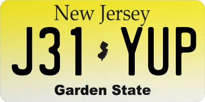 NJ license plate J31YUP