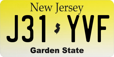 NJ license plate J31YVF
