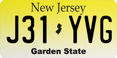 NJ license plate J31YVG