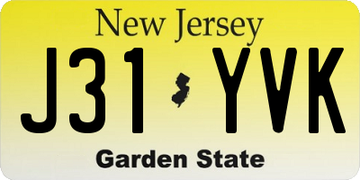 NJ license plate J31YVK