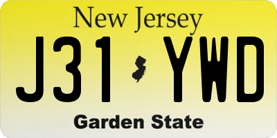 NJ license plate J31YWD