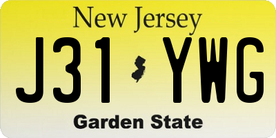 NJ license plate J31YWG